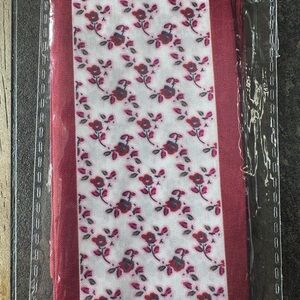 Floral Patterned bag scarf with Red Accents